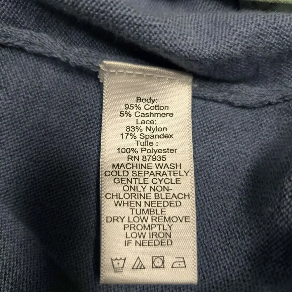 LOGO by Lori Goldstein Size M Blue Cotton Cashmere Tunic‎ Sweater A272837 QVC